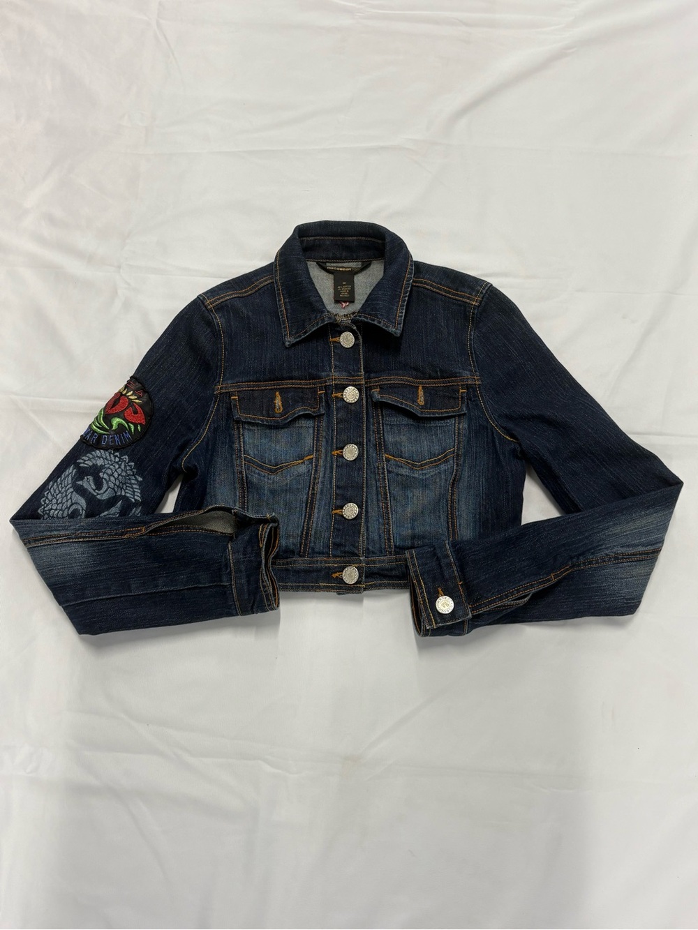 Vintage Women’s Rocawear Embroidered Cropped Jean Jacket | $40